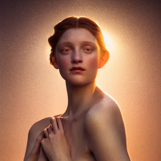 Image similar to photographic portrait of a stunningly beautiful renaissance art nouveau art deco female in soft dreamy light at sunset, contemporary fashion shoot, by edward robert hughes, annie leibovitz and steve mccurry, david lazar, jimmy nelsson, breathtaking, 8 k resolution, extremely detailed, beautiful, establishing shot, artistic, hyperrealistic, beautiful face, octane render