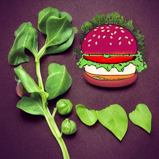 Image similar to the plant is eating a hamburger