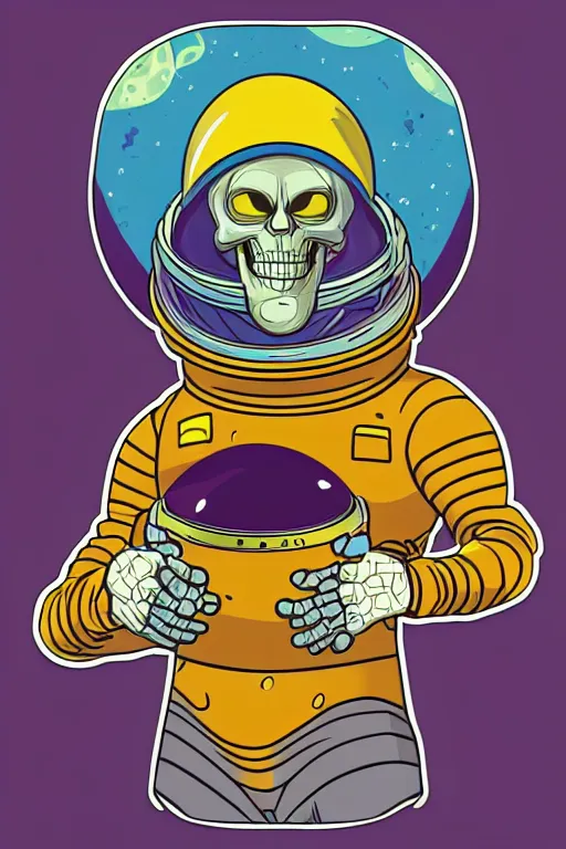 Image similar to portrait of a astronaut skeletor, art by steve simpson, sticker, colorful, illustration, highly detailed, simple, smooth and clean vector curves, no jagged lines, vector art, smooth