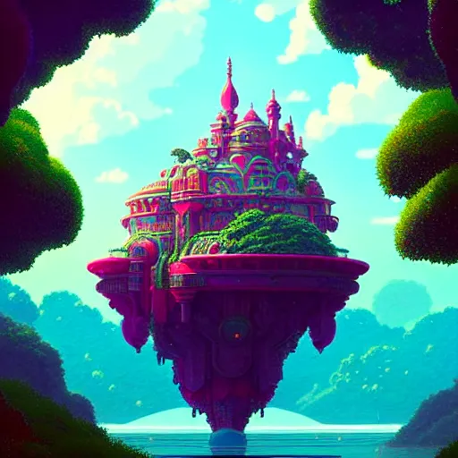 Prompt: a emerald saphire ruby floating living island :: studio ghibli, beeple and James Gilleard and Justin Gerard :: ornate, dynamic, particulate, rich colors, intricate, elegant, highly detailed, centered, artstation, smooth, sharp focus, octane render, 3d