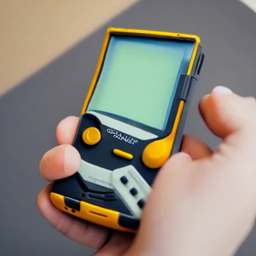 Image similar to a gameboy smartphone, product placement, professional photo