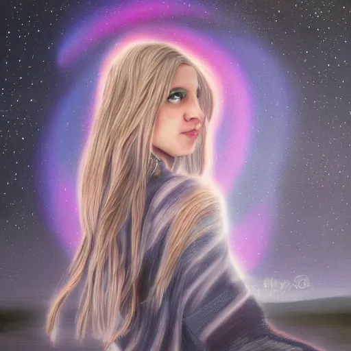 Image similar to the girl that dreams with the auroras, ultra detailed portrait