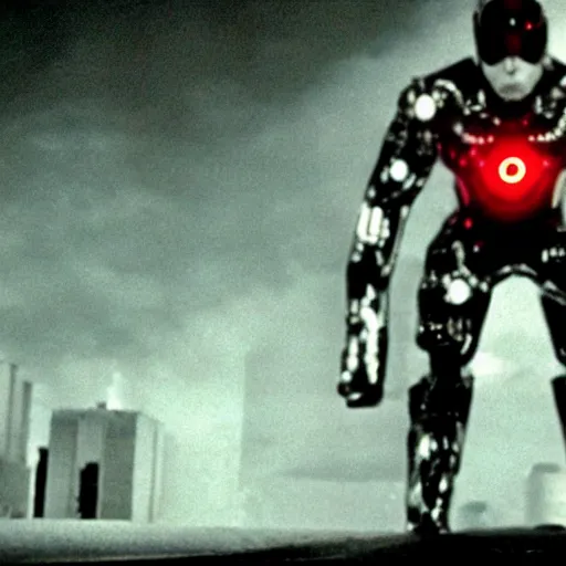 Prompt: movie still of super hero cyborg, cinematic composition, cinematic light, criterion collection, by edgar wright