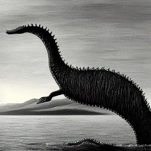 Prompt: What the loch ness monster actually looks like high detail, high resolution