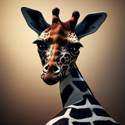 Image similar to A hyper real comic book style portait painting of a hybrid of a cat and an giraffe, unreal 5, hyperrealistic, octane render, cosplay, RPG portrait, dynamic lighting