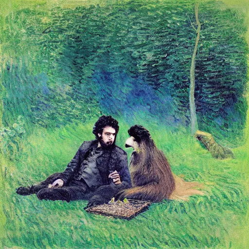 Prompt: “ a masterpiece painting of jon snow and a sloth having a picnic in central park by monet, ultra detailed, hd ”