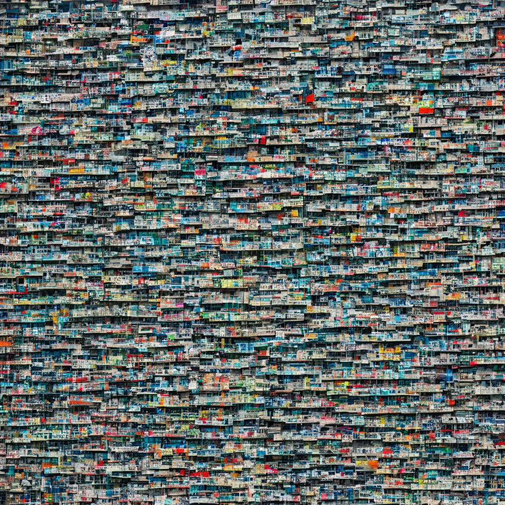 Prompt: a large building facade covered by lots of different makeshift doors, photographed by andreas gursky, sony a 7 r 3, f 1 1, fully frontal view, ultra detailed,