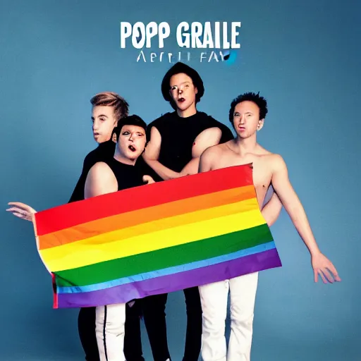 Image similar to album cover of a pop group named gay af, album cover art, album cover