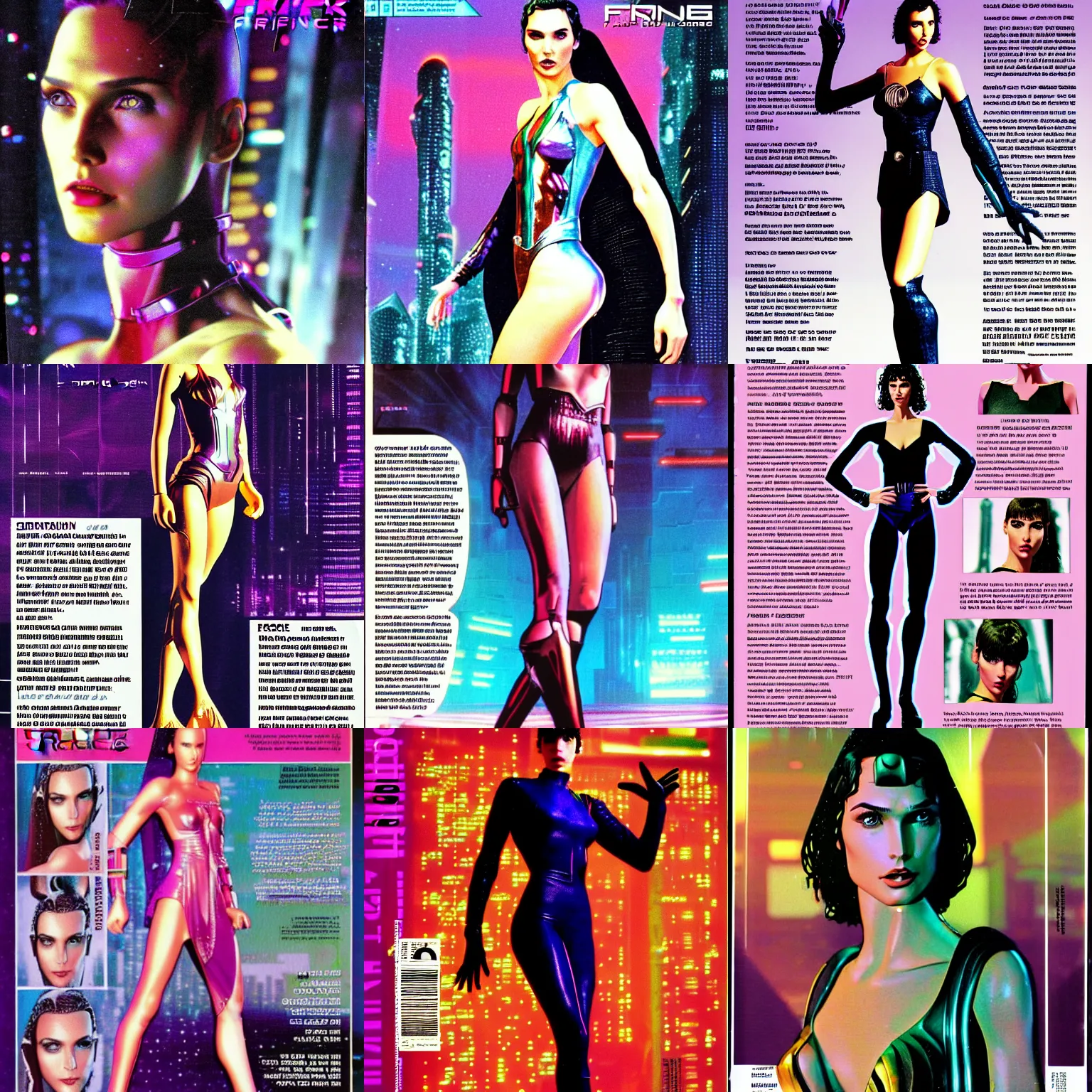 Prompt: beautiful character design reference sheet photo of 1990s frontiers in human dance fashion magazine September retrofuturism blade runner gal gadot edition, highly detailed, extreme closeup portrait, tilt shift background, focus on girl, tendu pose, soft lighting