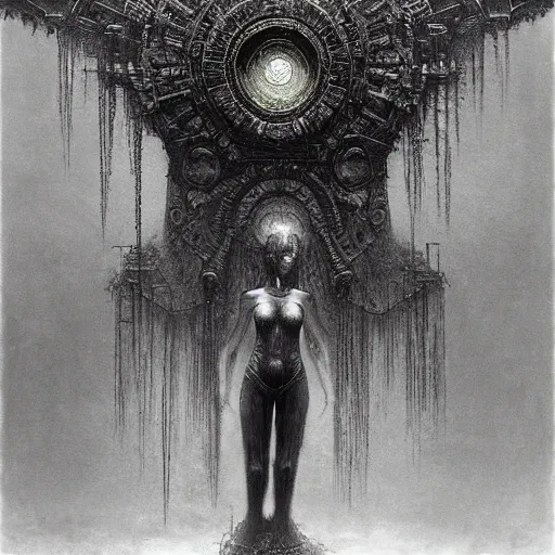 Image similar to cyberpunk dreaming by gustave dore and gustave moreau and beksinski and giger