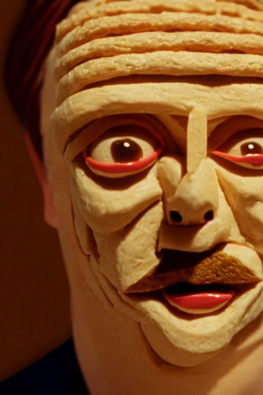 Prompt: film still of steve buscemi made out of bread in the royal tenenbaums, 4 k