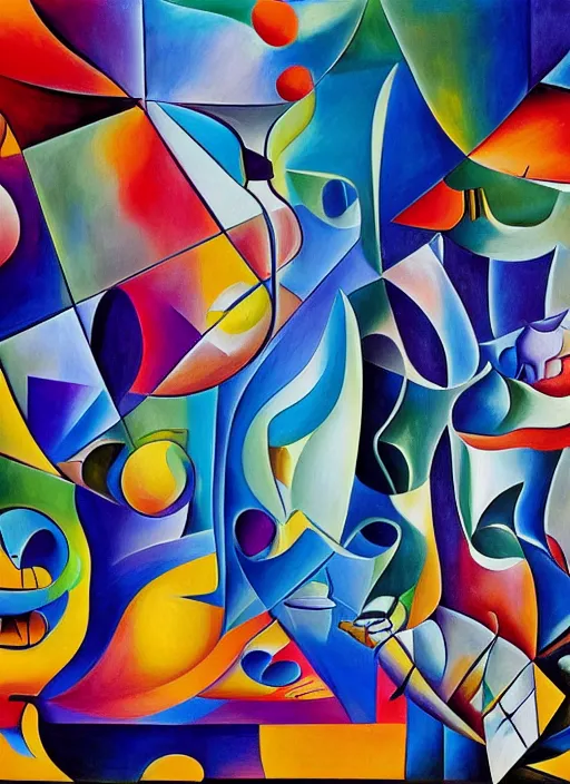 Prompt: a hd detailed photorealistic surrealism painting of calligraphy cubism figures melting into a warm picasso galaxy landscape by dali and zaha hadid, vivid colors, complimentary colors, melting sun, melting 4d cubes, hallway landscape, 8k, hd, high quality, ultra realistic, acrylic oil on canvas