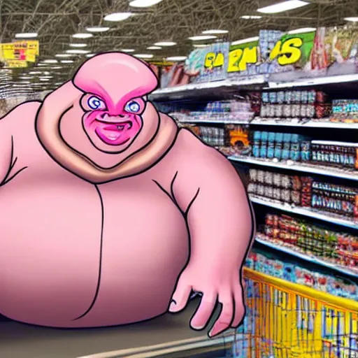 Image similar to obese krang in walmart