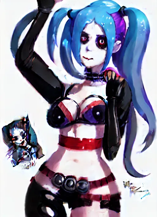 Prompt: portrait of cute goth harley quinn in latex clothes, illustration concept art anime key visual trending pixiv fanbox by wlop and greg rutkowski and makoto shinkai and studio ghibli