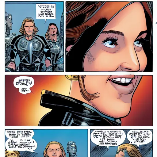 Image similar to Natalie Portman is female Thor, flying through the sky, graphic novel