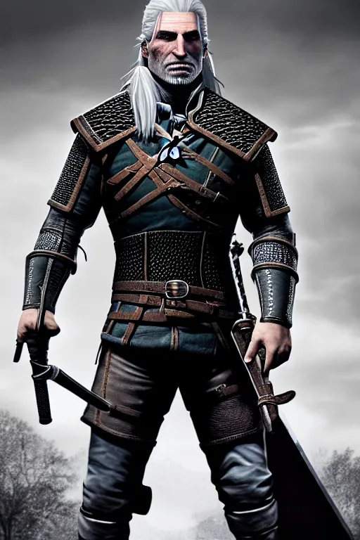 full body portrait of geralt of rivia, casual clothes, | Stable ...