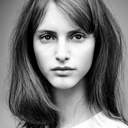 Prompt: “ attractive thin beautiful brown hair young caucasian actress close up wearing shirt, mysterious, soft, cute, modern style, 1 5 0 mm f 2. 8, extreme close up face shot, hasselblad, art, brian ingram, steve mccurry, high quality, symmetry, clear skin, 4 k, dramatic lighting, award winning, eye reflections ”