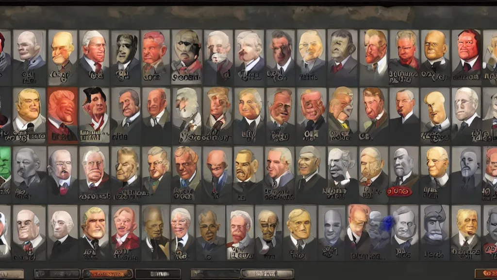 Image similar to character selection screen of a us presidents fighting video game