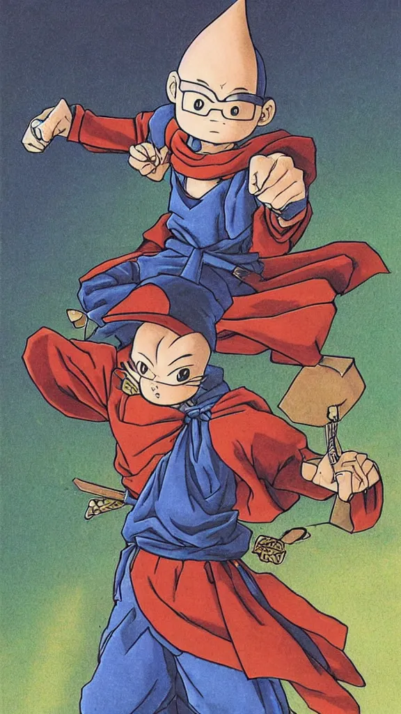 Image similar to Portrait of a wizard, sharp edges, by Akira Toriyama