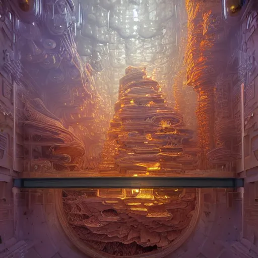 Prompt: intricately detailed hand carved 3 d mandelbulb cybernetic motherboard made of brilliantly colored volumetric smoke at dusk inside a glass display case, detailed matte painting by henriette grindatand sparth and jeff simpson and beeple