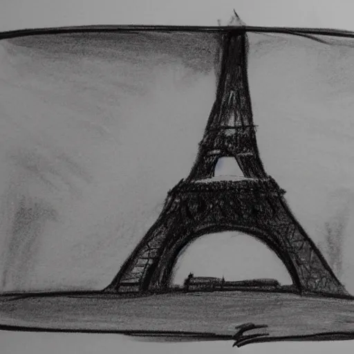 Image similar to a charcoal sketch of the eiffel tower