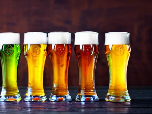 Prompt: professional quality stock photography of beautifully displayed beer