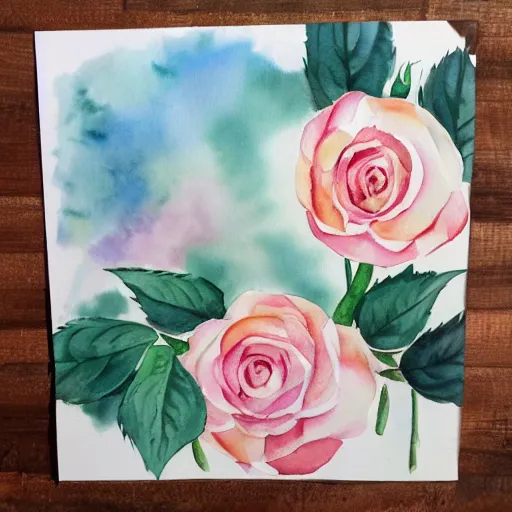 Prompt: watercolor bashes of roses