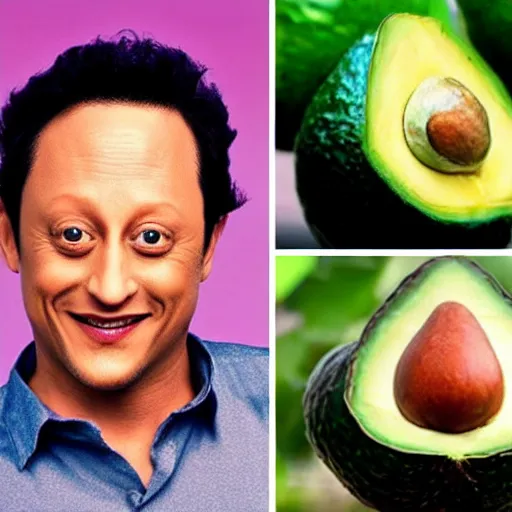 Image similar to rob schneider as an avocado