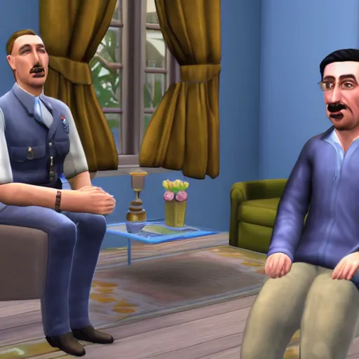 Prompt: hitler on the sims 4