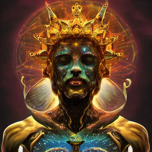 Image similar to cosmic king god who's body made of cosmos, detailed, octane, arstation, concept art