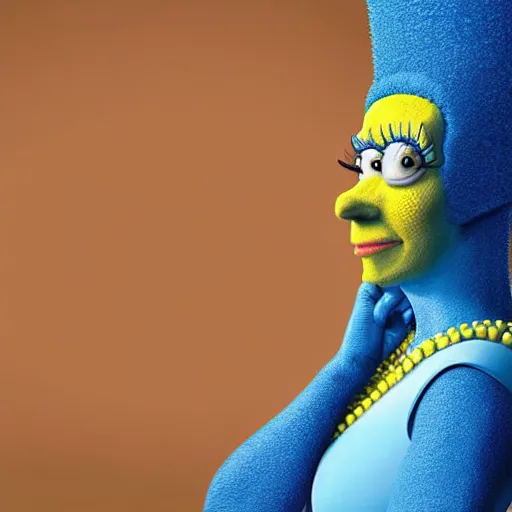 Image similar to stunning award winning hyperrealistic hdr 8 k highly detailed portrait photo of marge simpson as a real human