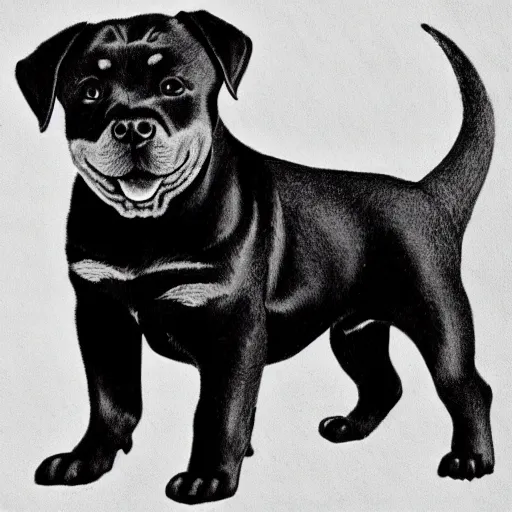 Prompt: rottweiler as a child's drawing