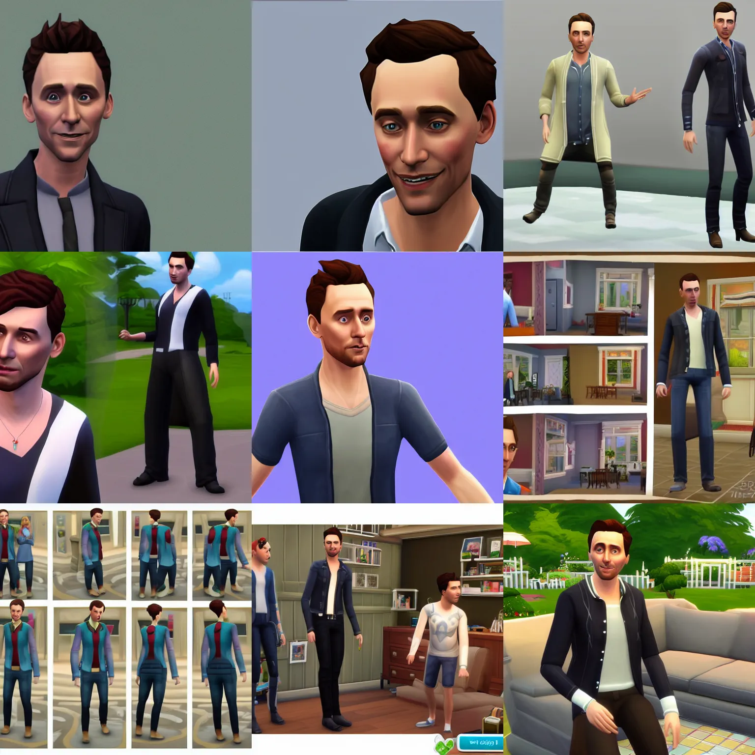 Prompt: Tom Hiddleston as a character in the Sims 4