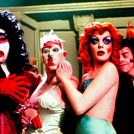 Prompt: a scene from Rocky Horror Picture Show in the style of The Little Mermaid