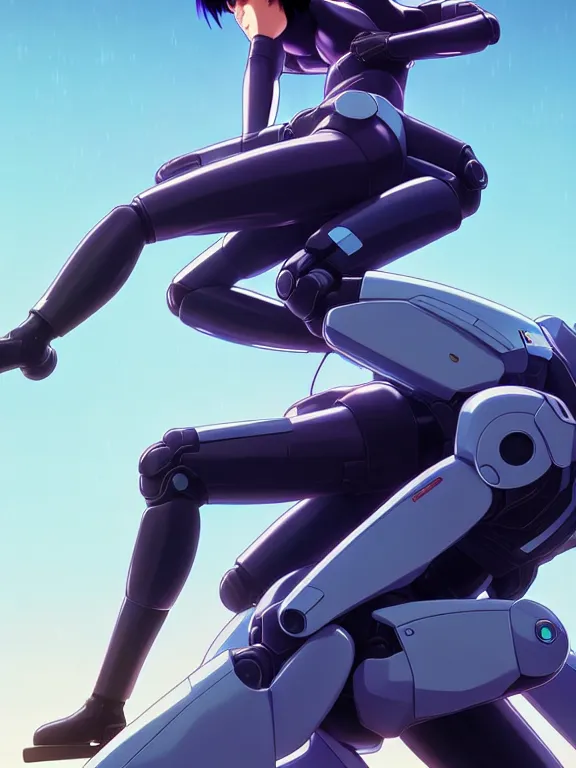 Prompt: a fullbody portrait of motoko kusanagi riding on top of a tachikoma : : stand alone complex, ghost in the shell, netflix : : by ilya kuvshinov, rossdraws, artgerm, sola digital arts, anti aliasing, raytracing : :