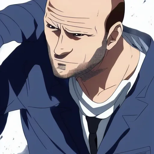 Image similar to jason statham as anime character, kyoto animation, magical