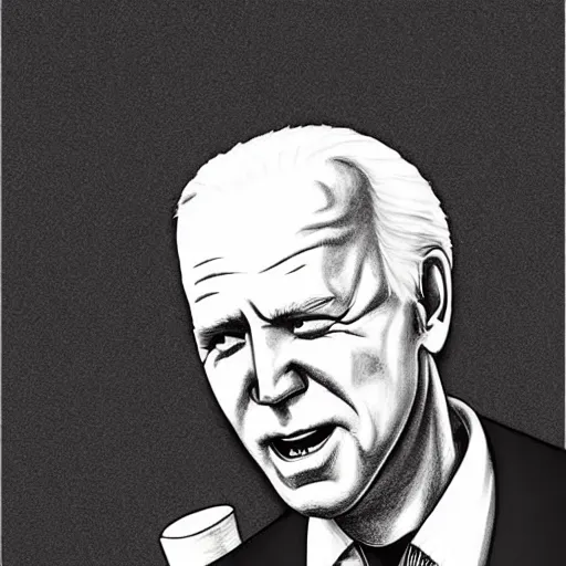 Prompt: grunge drawing of joe biden in the style of jack skellington