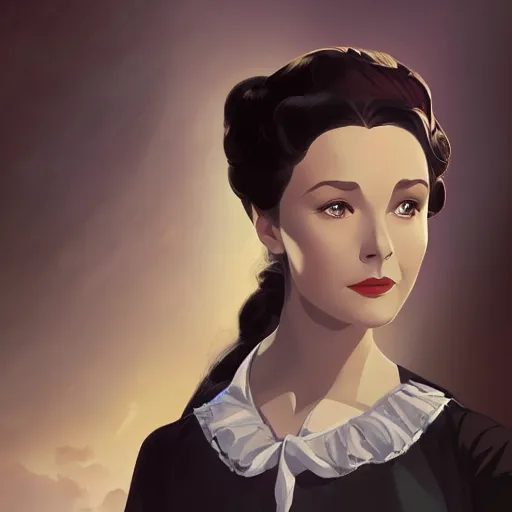 Image similar to portrait of vivien leigh in the movie gone with the wind, 4k, anime key visual, artstation, kuvshinov ilya