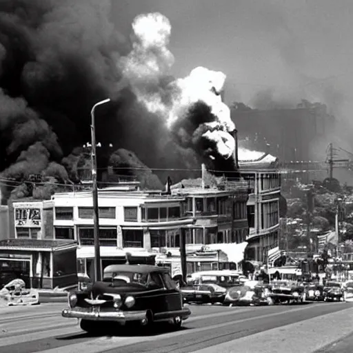 Image similar to san francisco on fire, 1 9 5 6 photo