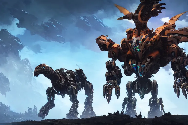 Image similar to burrower machine mecha animal beast robot of horizon forbidden west horizon zero dawn bioluminiscence global illumination ray tracing hdr fanart arstation by sung choi and eric pfeiffer and gabriel garza and casper konefal