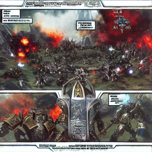 Image similar to Epic battle between Astartes and orcs in the world of Warhammer 40,000, retro futurism style