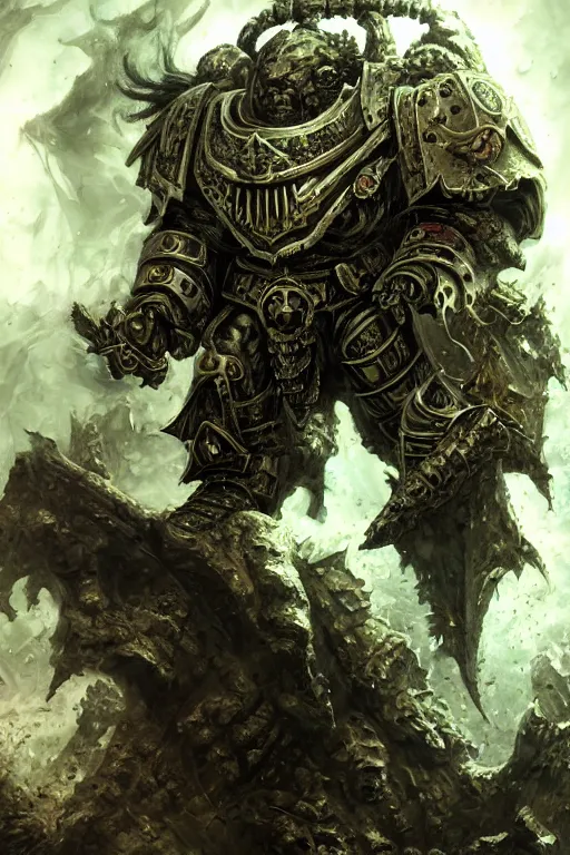 Image similar to chaos space marine, fantasy, warhammer, highly detailed, digital art, sharp focus, trending on art station, nurgle