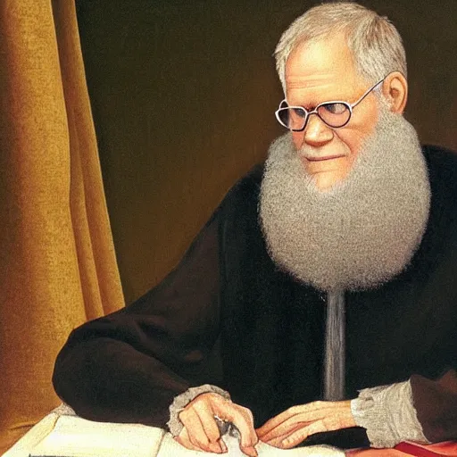 Image similar to renaissance oil painting of david letterman