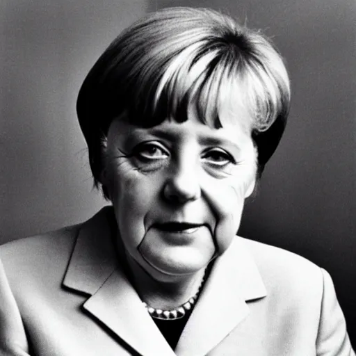 Prompt: angela merkel by diane arbus