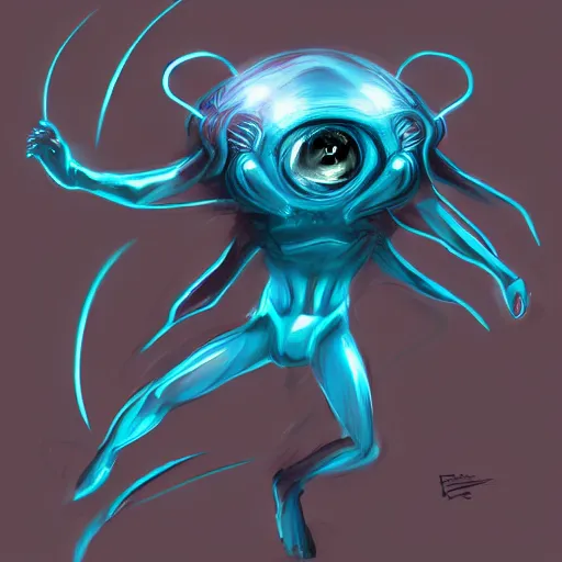 Image similar to exophilia, handsome, blue crystal like alien race, big black eyes artstation