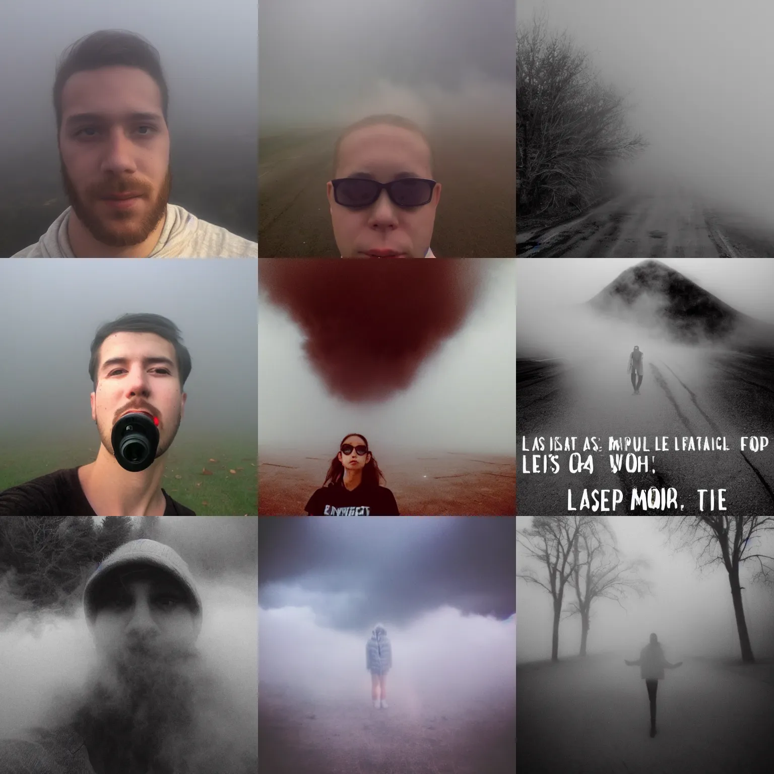 Prompt: last selfie on planet earth dramatic apocalypse fog