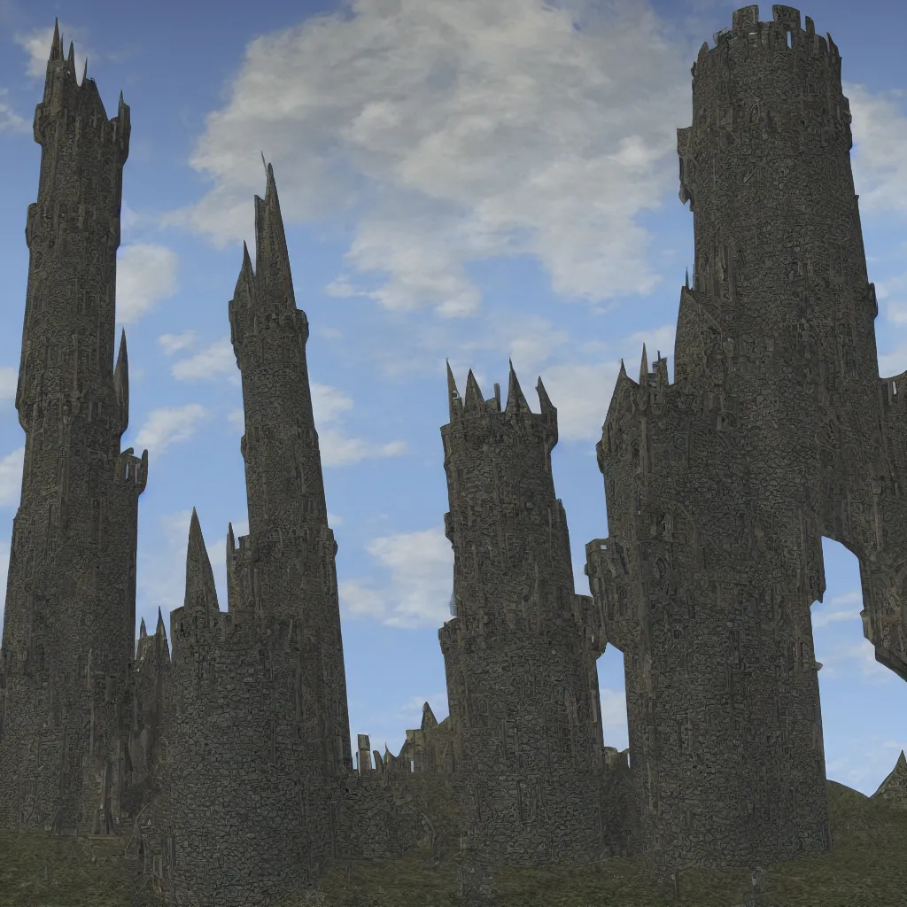 Prompt: tall fantasy celtic castle, 4 tall towers, photorealistic, hyper detailed, picture taken from the ground, first person perspective, realistic