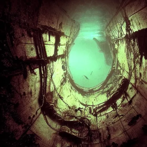 Prompt: underwater abyss, hole,'silent hill ', deeps, monster, cinematic, realistic, dramatic, horror