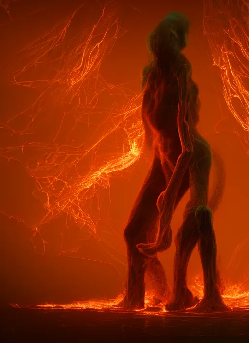 Image similar to rgb wires, fire, rage, cinematic, movie scene, inspired by zdzislaw beksinski, clothes made out of veins,, cables everywhere, bedroom, ultra realistic, concept art, intricate details, highly detailed, photorealistic, octane render, 8 k