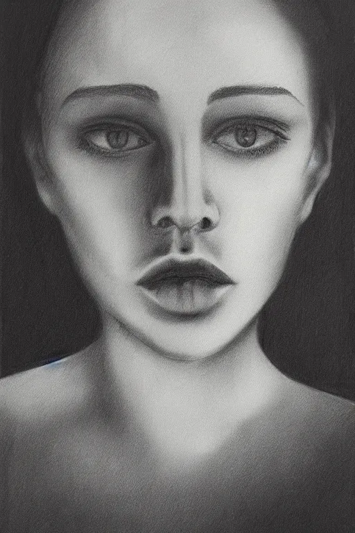 Prompt: inverted portrait, mysterious shadow dark scene graphite on canvas sketch